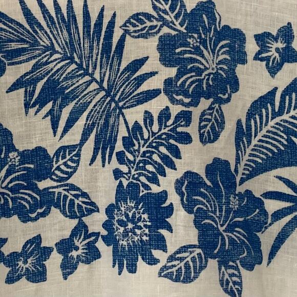 Tommy Bahama Linen Hawaiian White Button Down Short Sleeve Shirt Blue Floral XL - Picture 9 of 14
